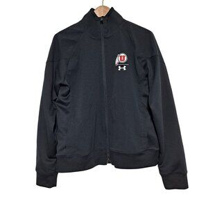Under Armour Utah Utes Jacket Men Medium Full Zip Black Lightweight Loose Fit